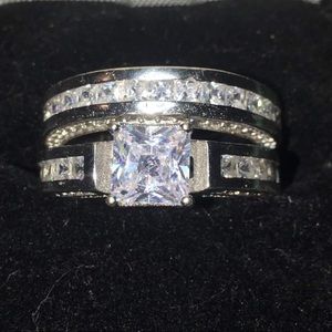 925 silver CZ wedding ring set
